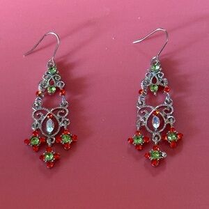 Elegant Silver and Multicolor Dangle Earrings